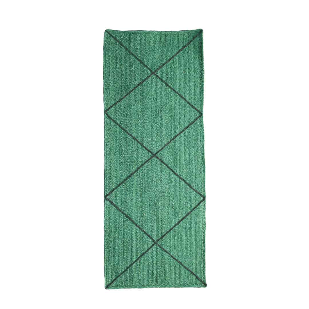 Various Color Hand Braided Bohemian Black Diamond Design Jute Runner Rug - Image 1