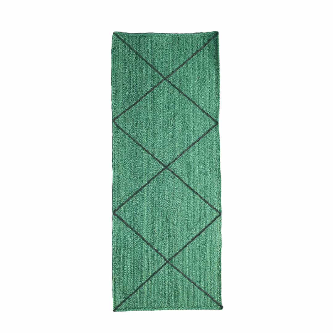 Various Color Hand Braided Bohemian Black Diamond Design Jute Runner Rug - Image 1