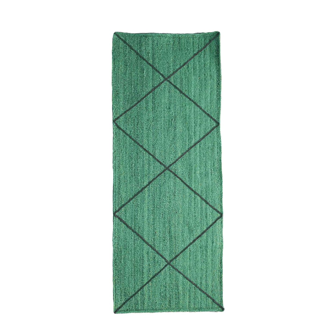 Various Color Hand Braided Bohemian Black Diamond Design Jute Runner Rug