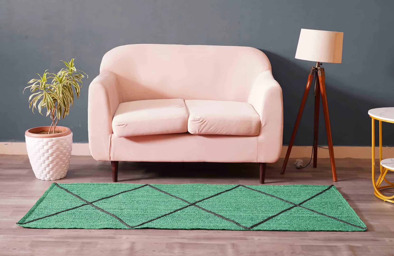 Various Color Hand Braided Bohemian Black Diamond Design Jute Runner Rug - Image 5