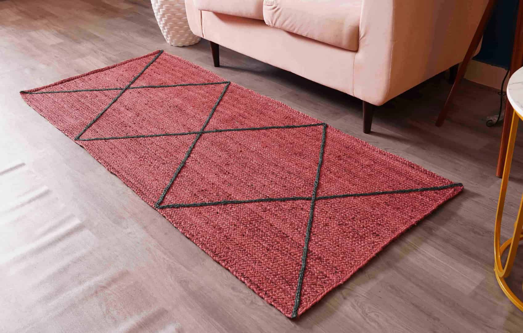 Living Room Decorative Handmade Custom Color Jute Braided Runner Rug with Diamond Design - Image 2