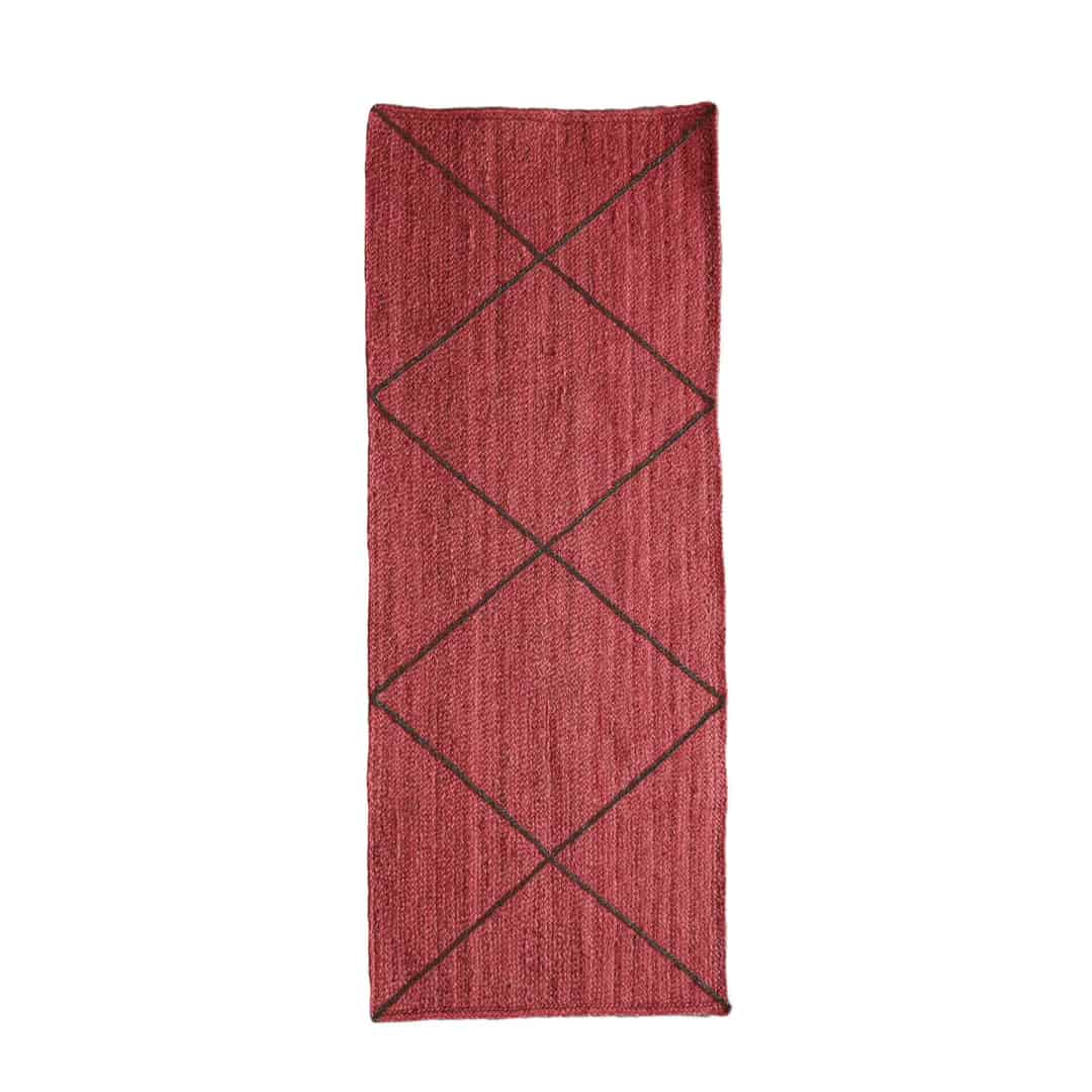 Living Room Decorative Handmade Custom Color Jute Braided Runner Rug with Diamond Design - Image 1