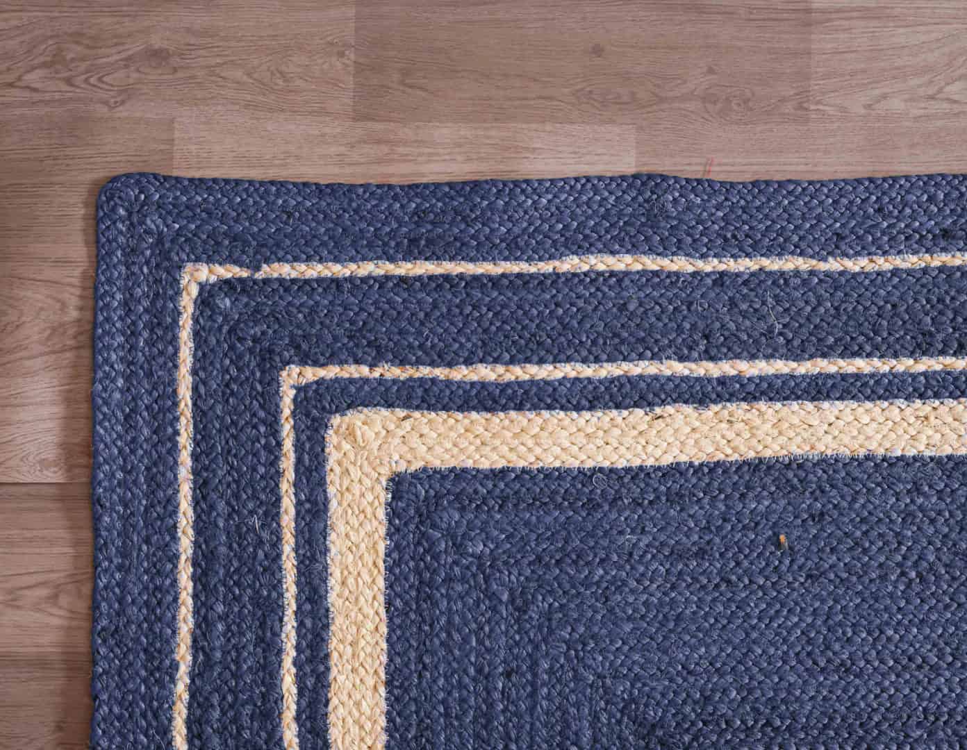 White Bordered Hand Braided Custom Color Jute Rectangle Rug - Image 5