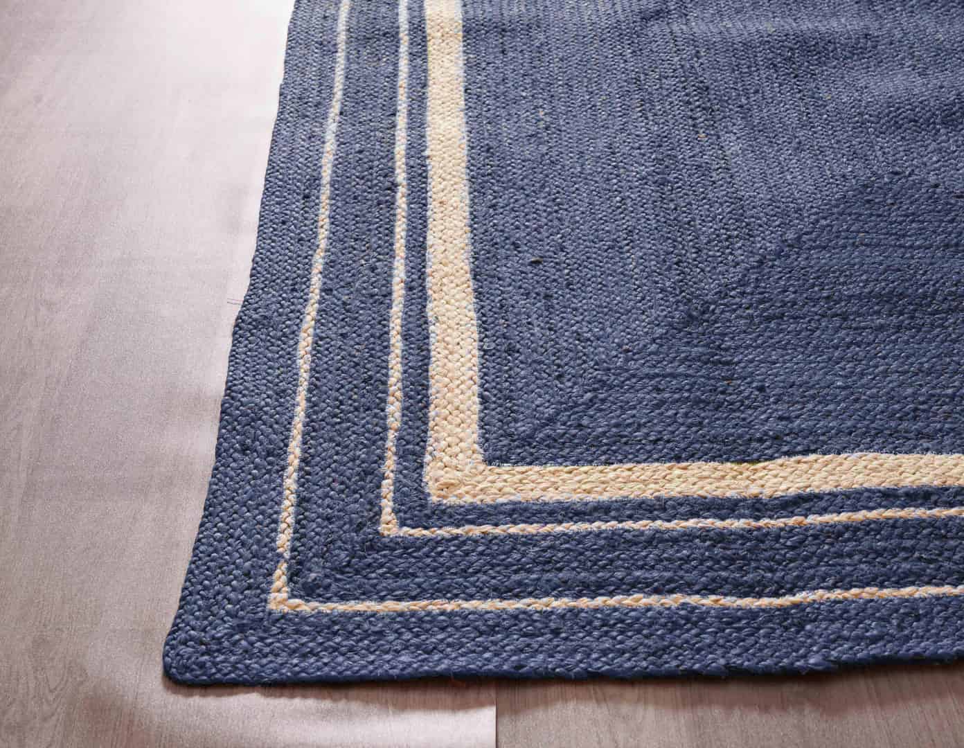 White Bordered Hand Braided Custom Color Jute Rectangle Rug - Image 6