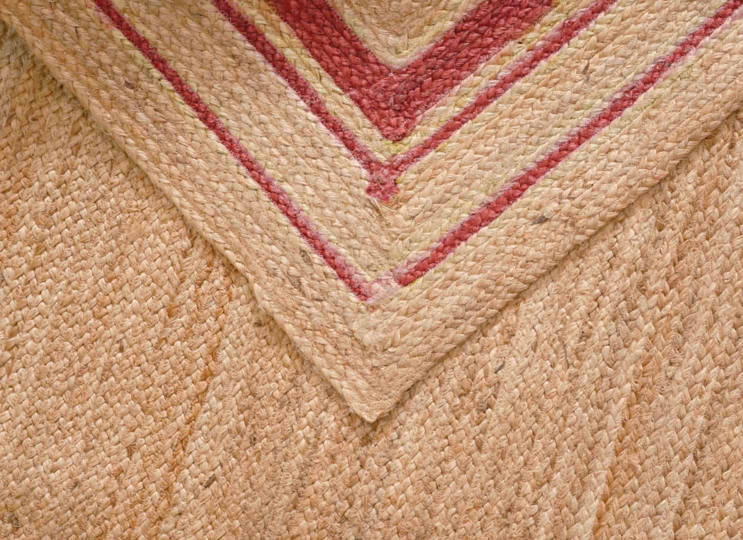 Large Area Hand Braided Bohemian Natural Jute Rug with Color Border - Image 7