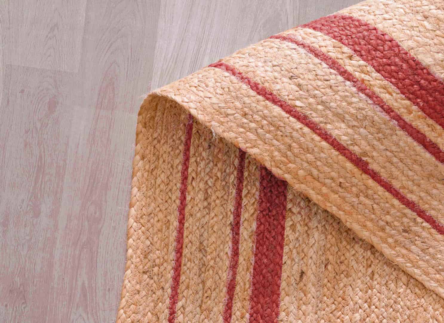 Large Area Hand Braided Bohemian Natural Jute Rug with Color Border - Image 8