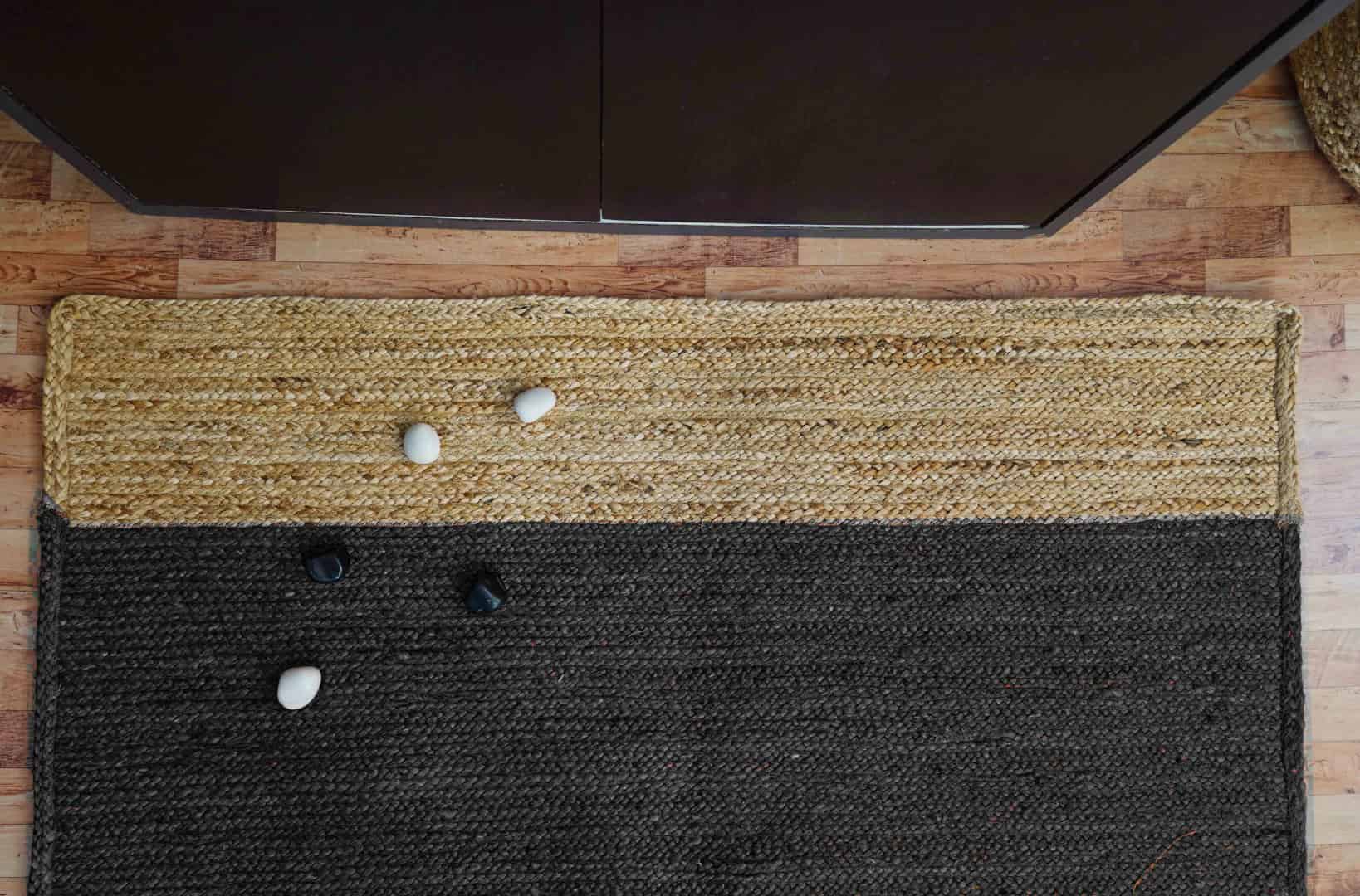 Color with Beige Border Handmade Braided Jute Rectangle Rug - Image 3