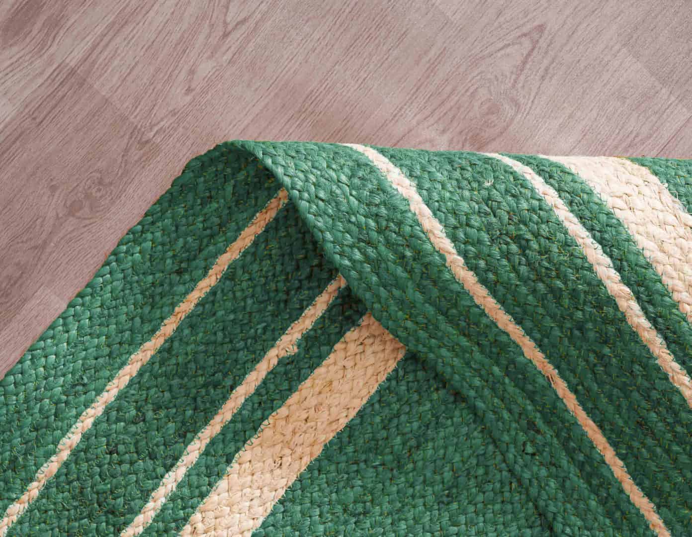 Traditional Indian Custom Color with White Triple Line Border Handmade Jute Braided Rectangle Rug - Image 7