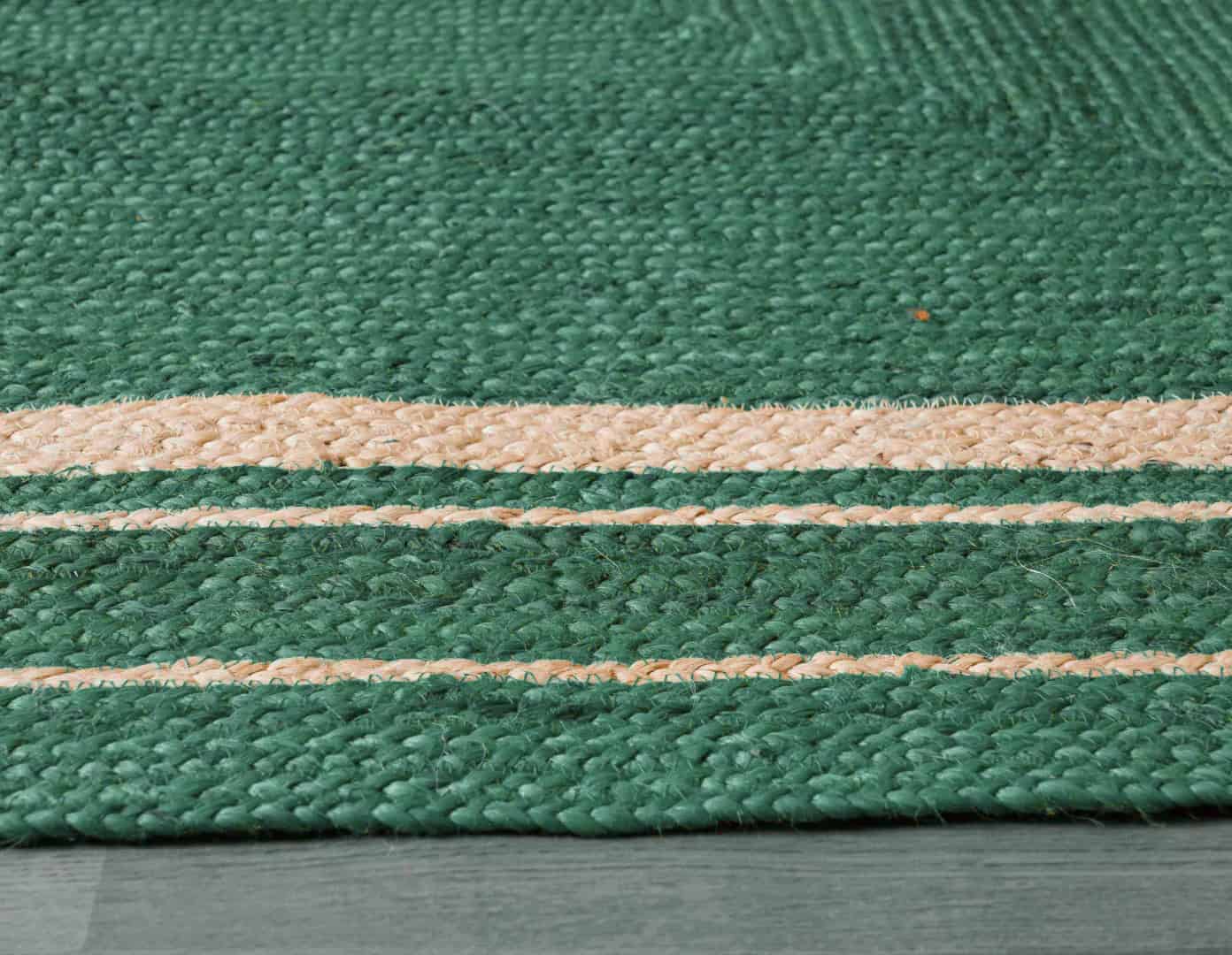 Traditional Indian Custom Color with White Triple Line Border Handmade Jute Braided Rectangle Rug - Image 8