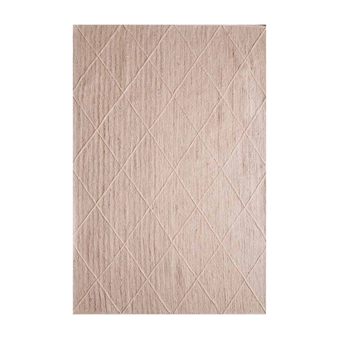 Off White with Diamond Design Handmade Home Decorative Bohemian Jute Braided Rectangle Rug - Image 1