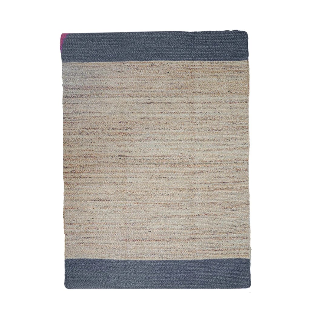 Hand Braided Rectangle Jute Rug Beige with Customized color Border