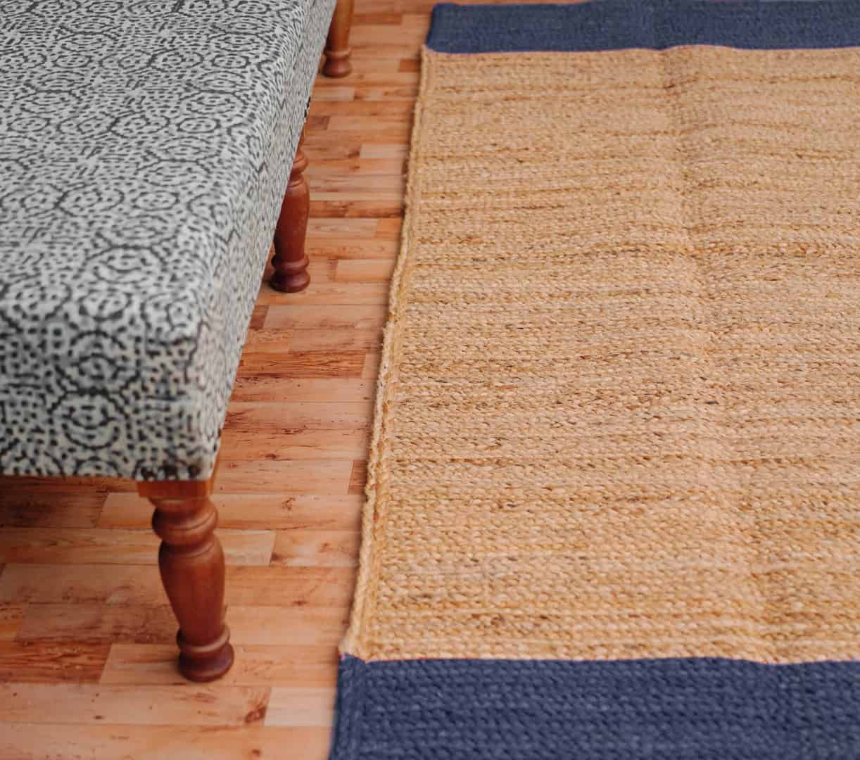 Hand Braided Rectangle Jute Rug Beige with Customized color Border - Image 6
