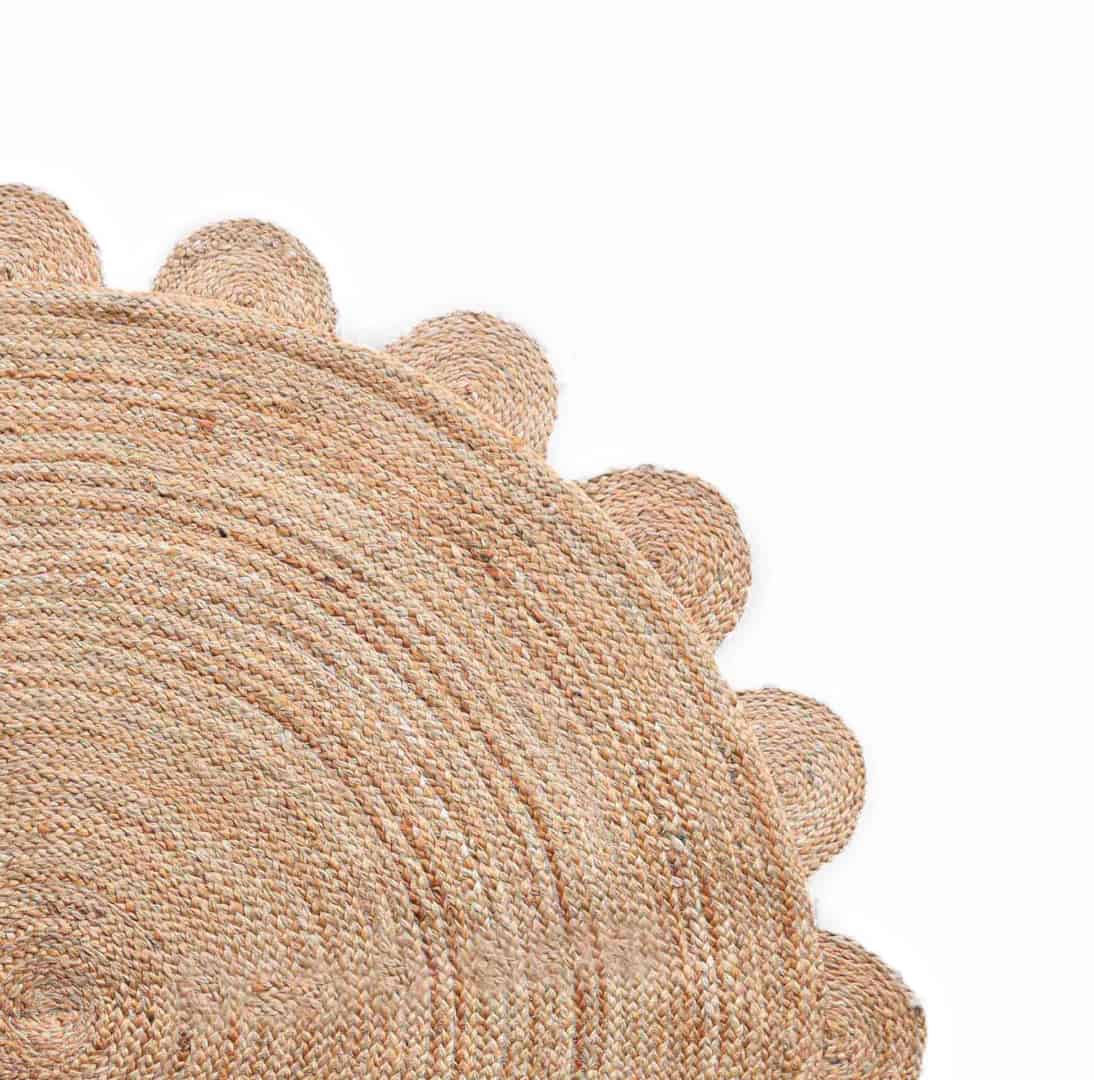 Natural Scalloped Hand Braided Round Jute Rug Home Decor Boho Rugs - Image 2