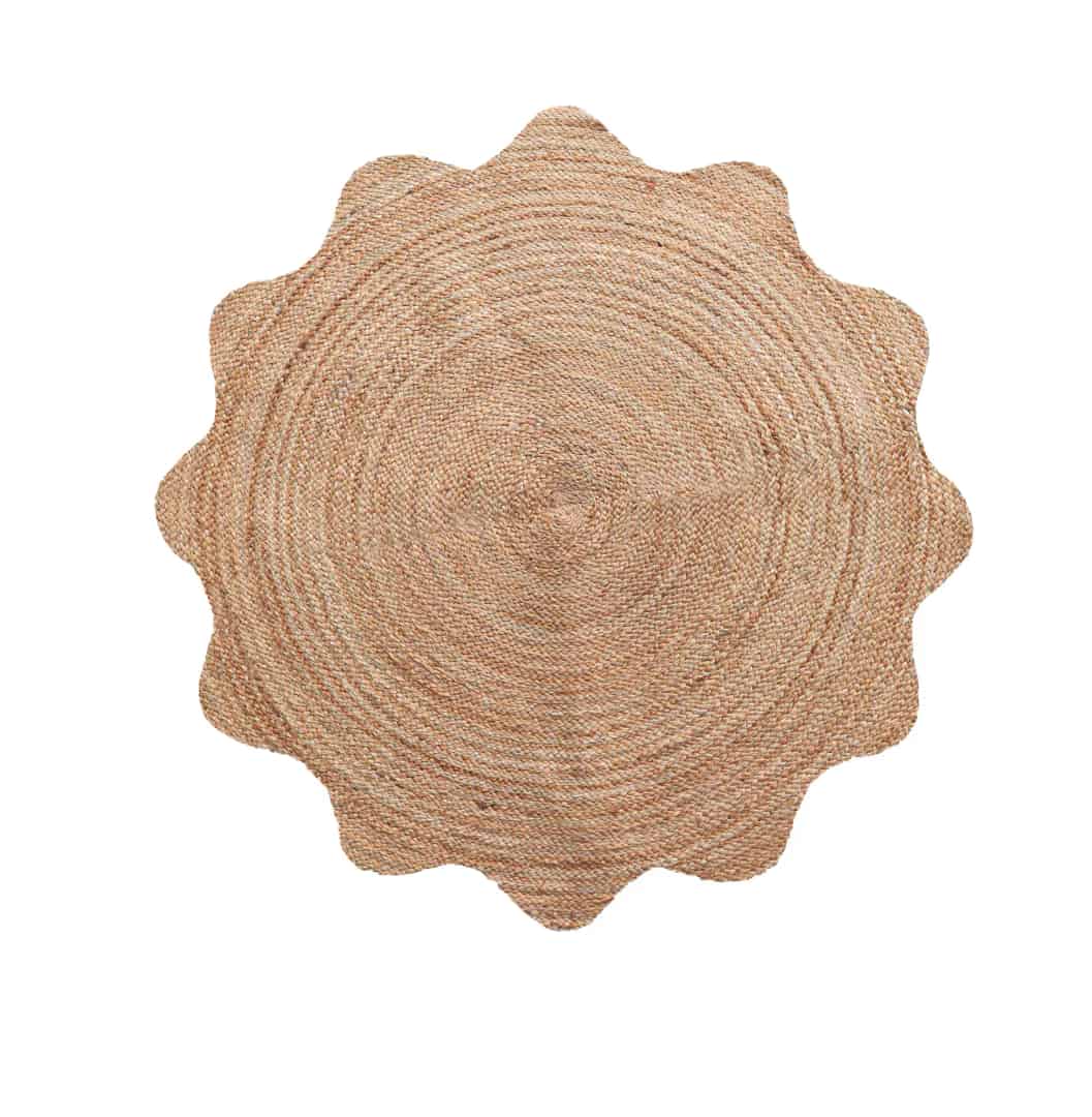 Hand Braided Natural Scalloped Round Jute Rug - Image 1