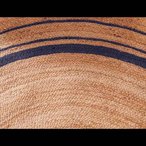 Hand Braided Natural Oval Jute Turkish Rug With Multicolor Border - Image 4