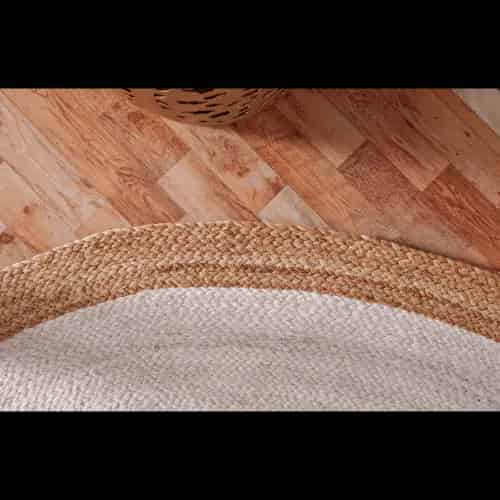 Handmade Braided Oval Jute Rug White with Beige Border - Image 7