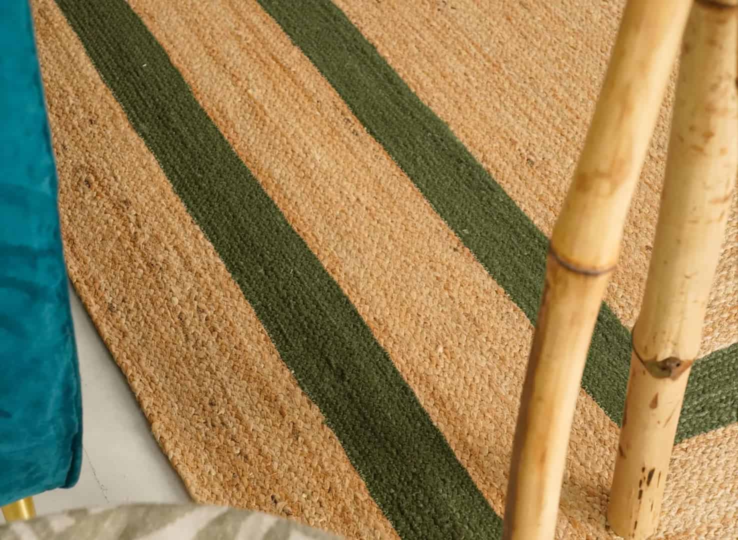 Indian Village Hand Braided Rectangle Jute Rug Beige With Double Line Customized Color Boder - Image 7