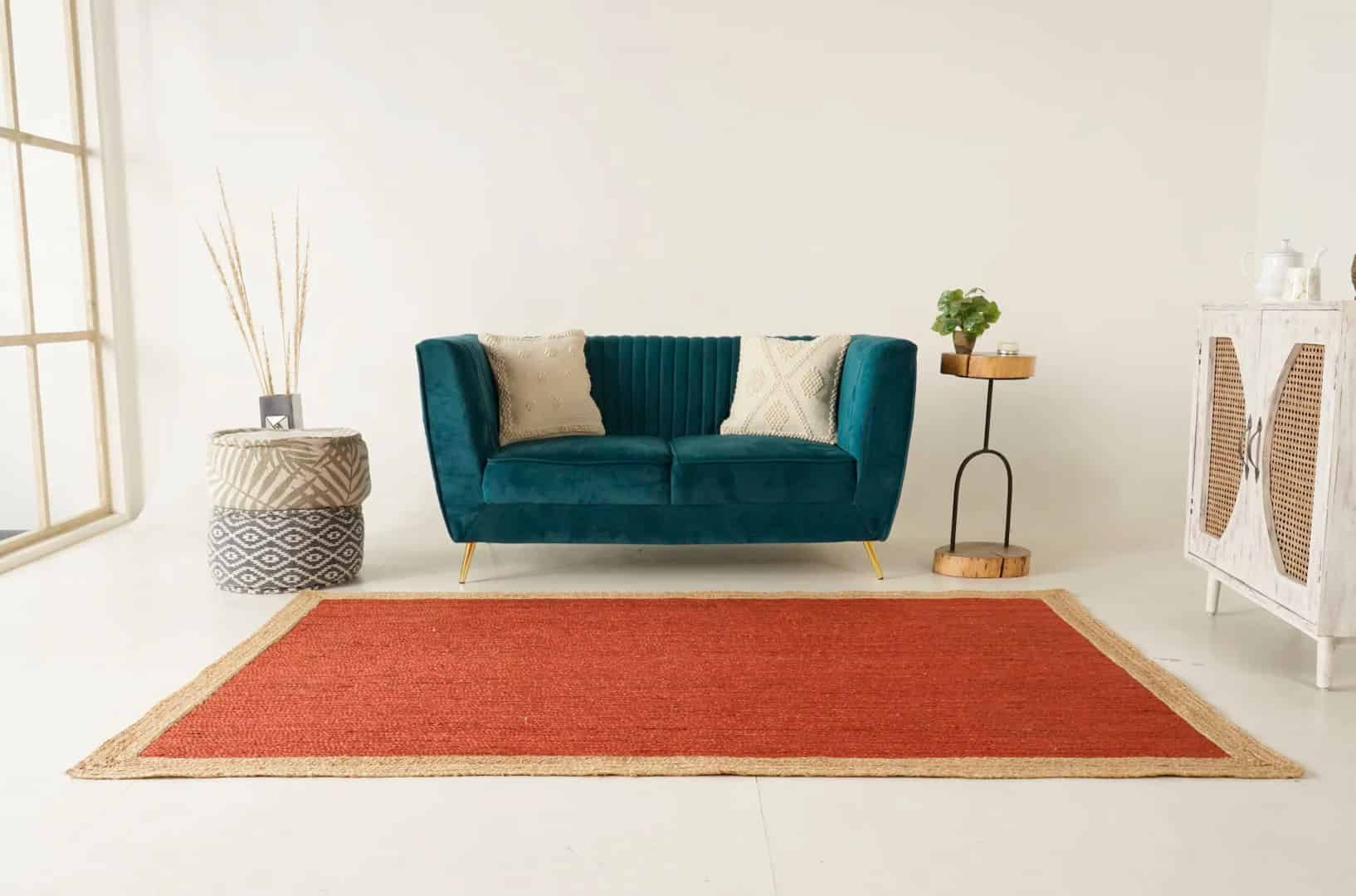 Eco- Friendly Hand Braided Rectangle Jute Rug Beige With Customize Color Border - Image 3