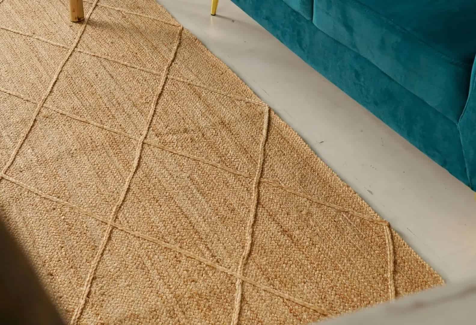 Hand Braided Natural Rectangle Jute Rug with Diamond Design - Image 9