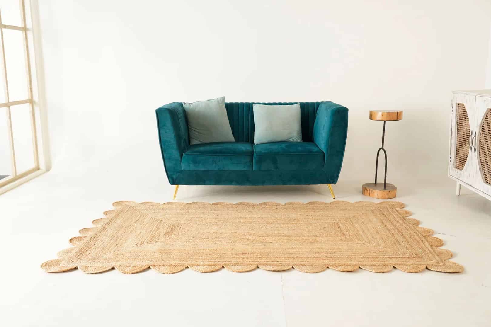 Hand Braided Natural Scalloped Rectangle Jute Rug - Image 3