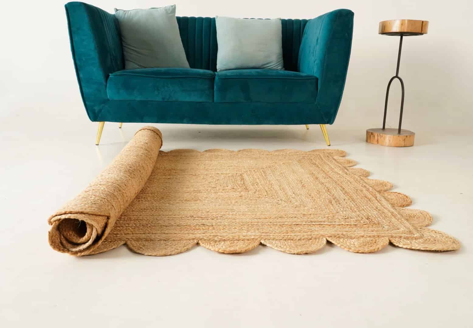 Hand Braided Natural Scalloped Rectangle Jute Rug - Image 9