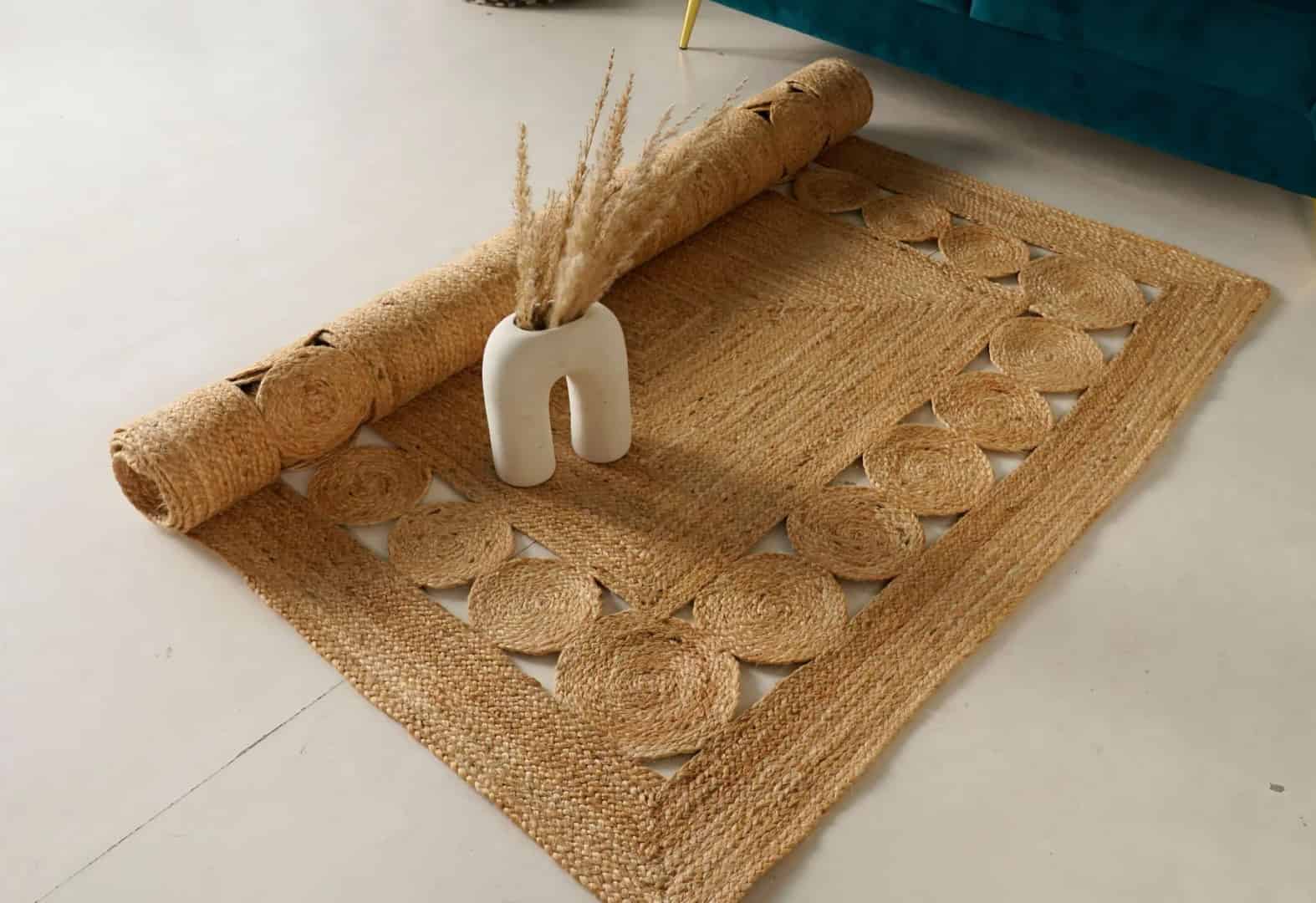 Eco Friendly Hand Braided Natural Rectangle Jute Rug - Image 8