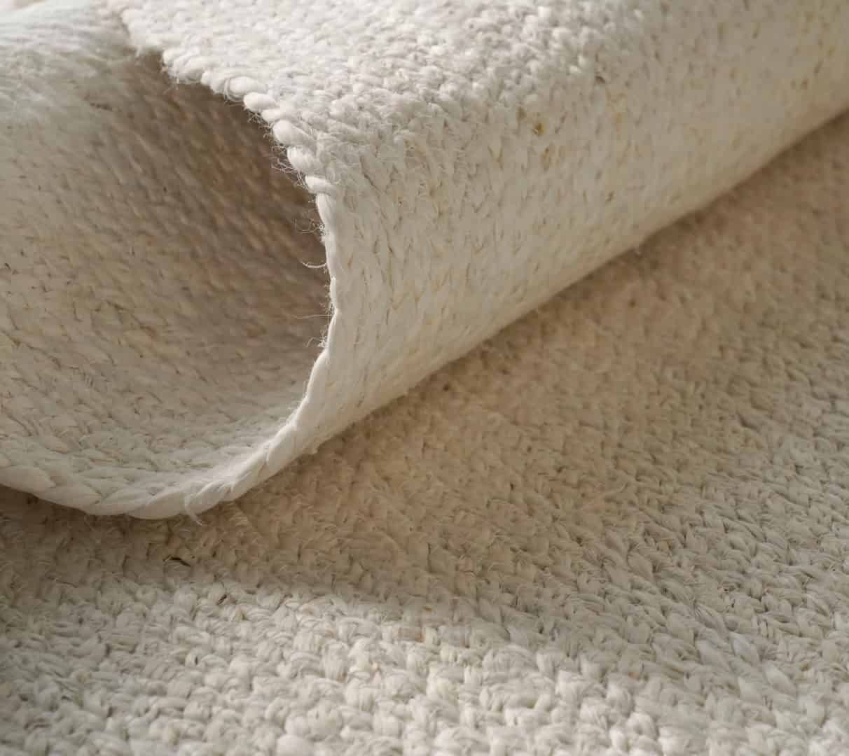 White Boho Handmade Braided Vintage Area solid Rectangle Jute Rug - Image 7