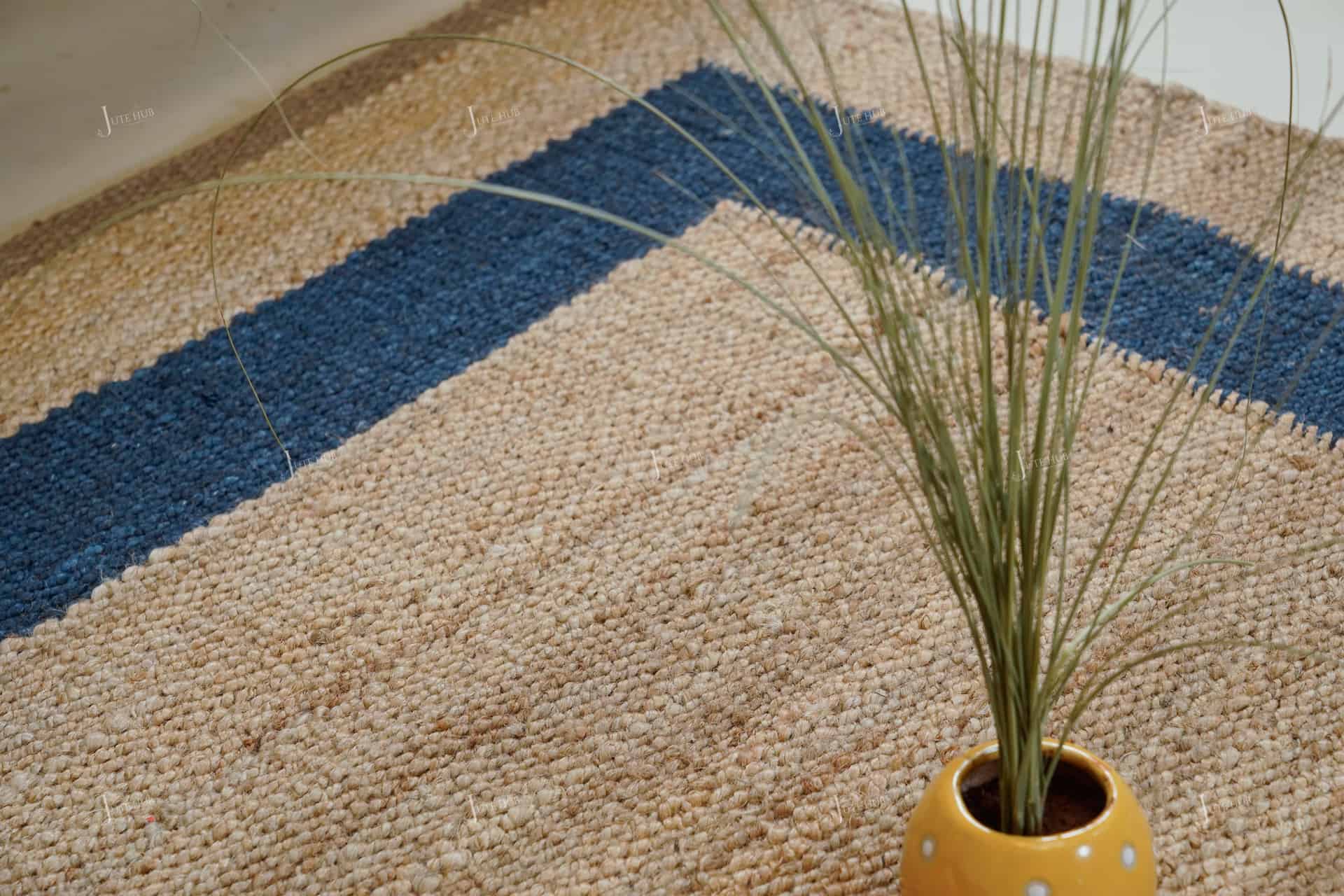 Chouhan-HMP400004 Indian Handmade Rectangle Beige Jute Hemp Rug - Image 8