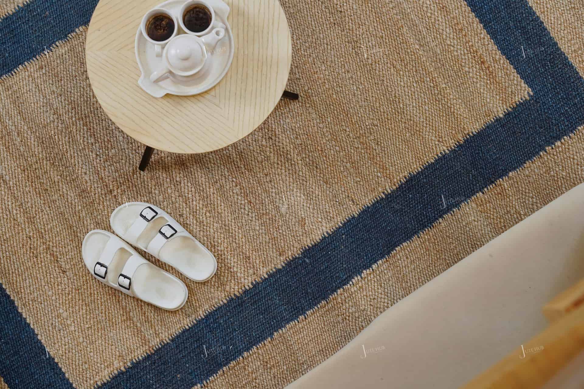 Chouhan-HMP400004 Indian Handmade Rectangle Beige Jute Hemp Rug - Image 6