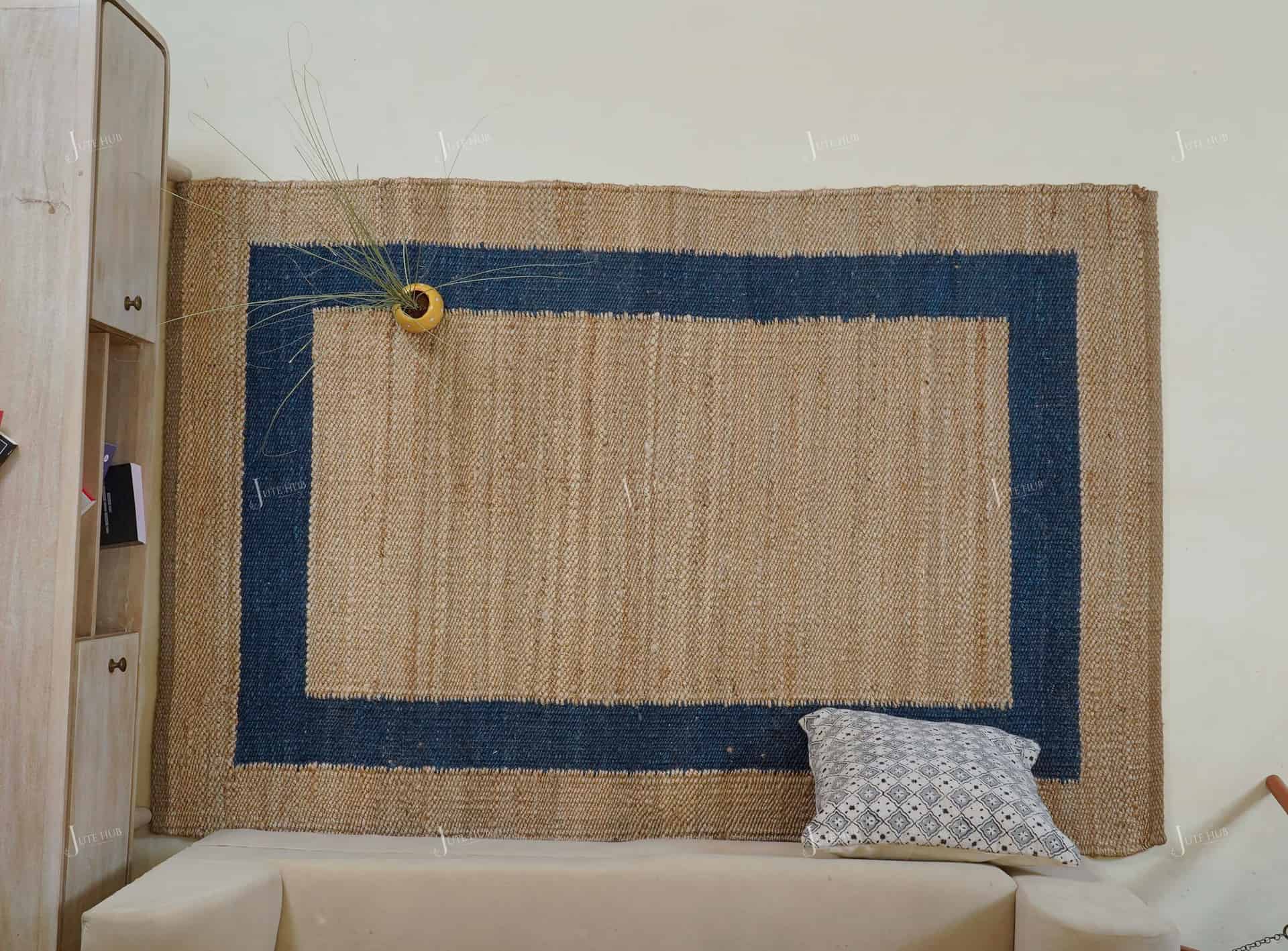 Chouhan-HMP400004 Indian Handmade Rectangle Beige Jute Hemp Rug - Image 4