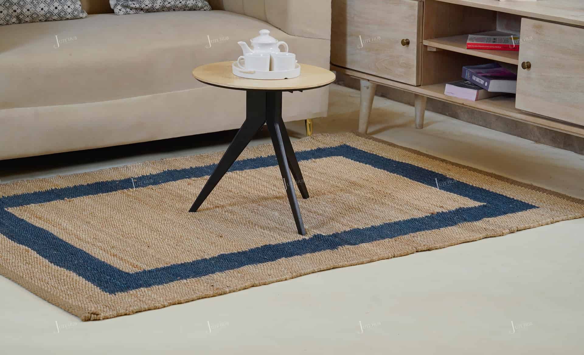 Chouhan-HMP400004 Indian Handmade Rectangle Beige Jute Hemp Rug - Image 7