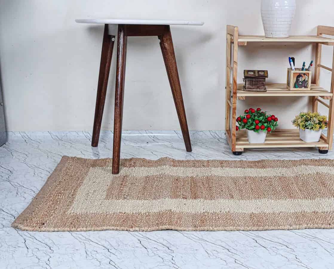 Room Decorating Rug Hand Crafted Beige And Off White Border Color Large Area Runner Rug Vintage Hemp Jute Rug Carpet For Living Room Home Decor Rug - Image 3