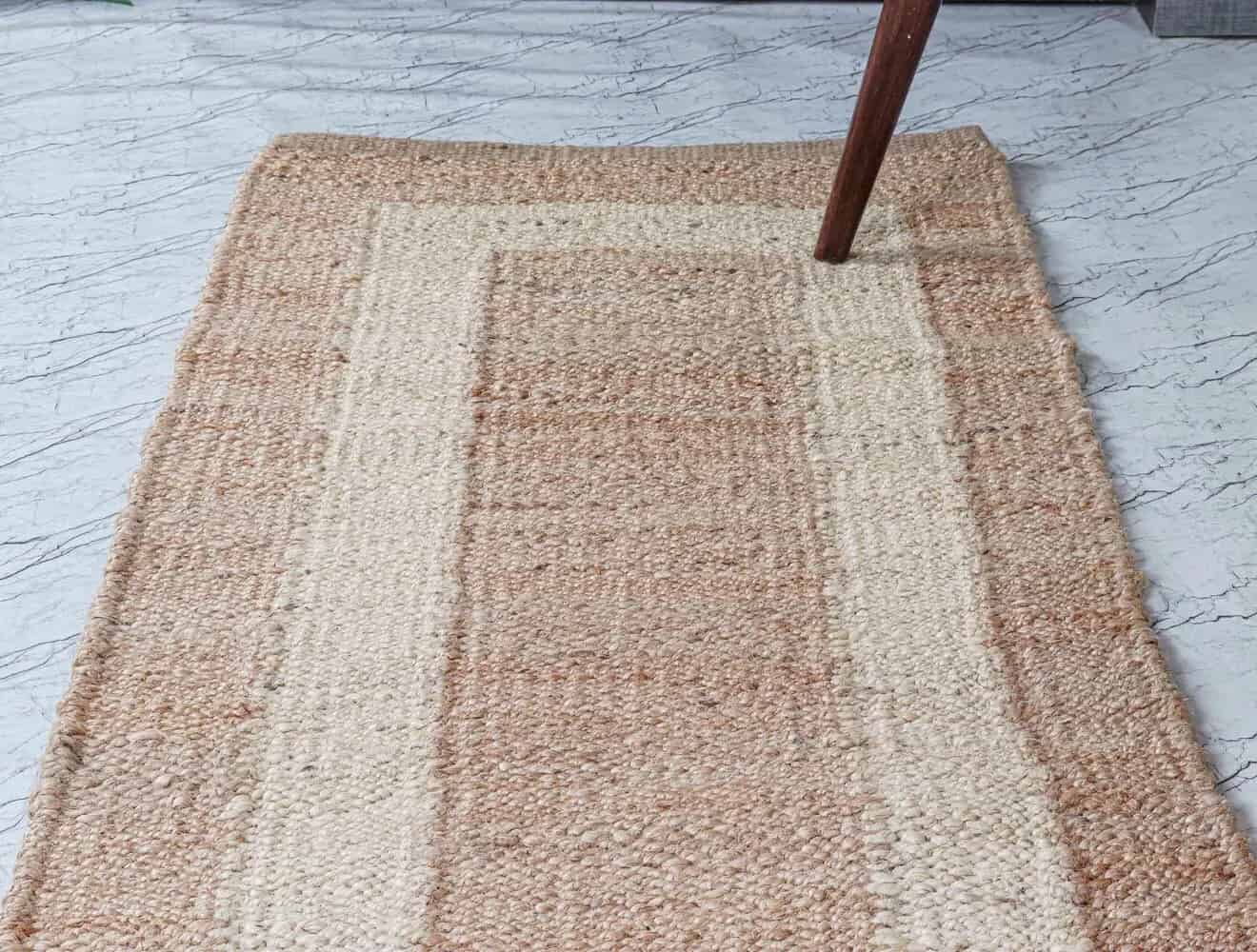Room Decorating Rug Hand Crafted Beige And Off White Border Color Large Area Runner Rug Vintage Hemp Jute Rug Carpet For Living Room Home Decor Rug - Image 6