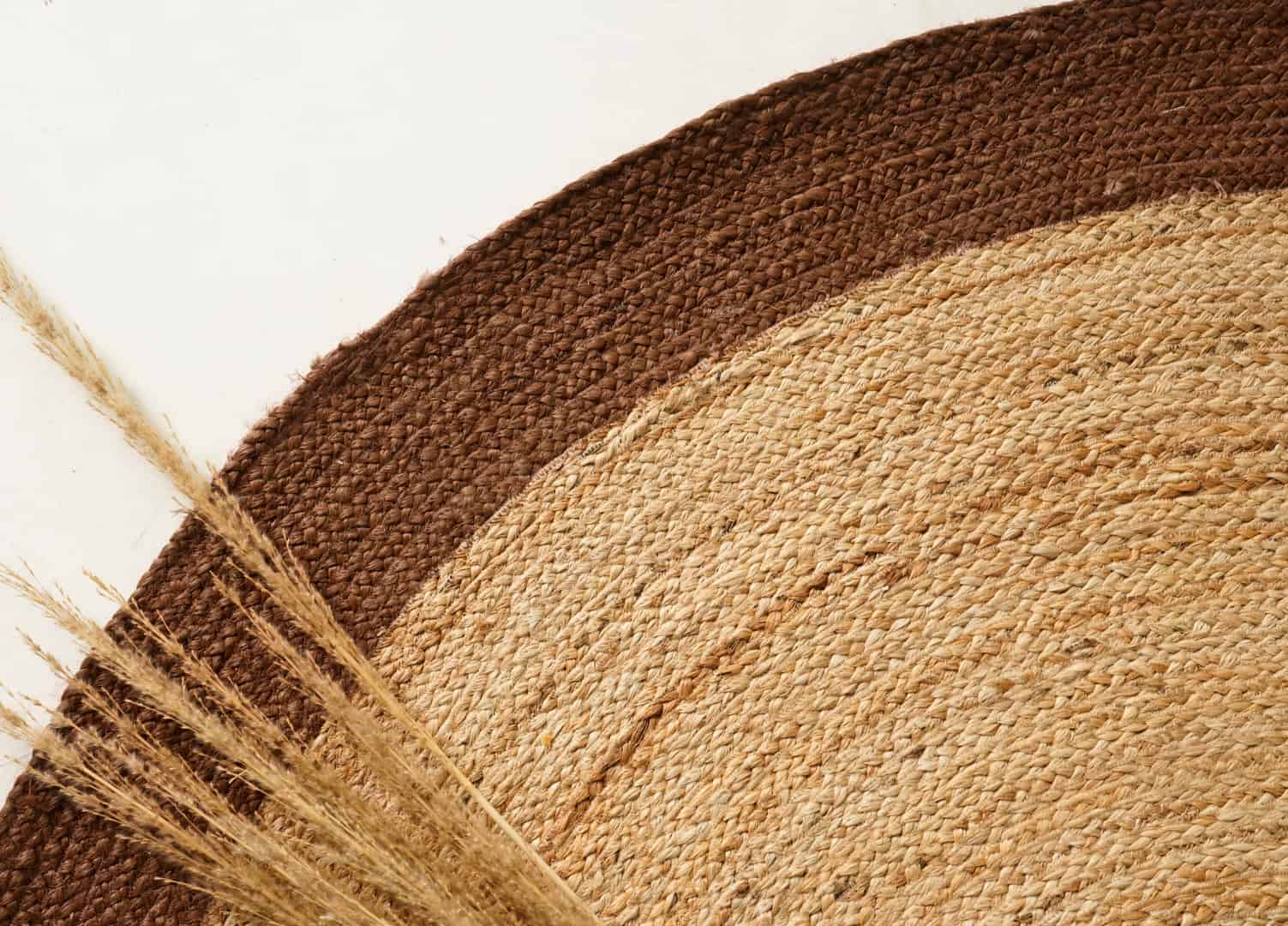 Hand Braided Oval Jute Rug Beige With Brown Border - Image 5