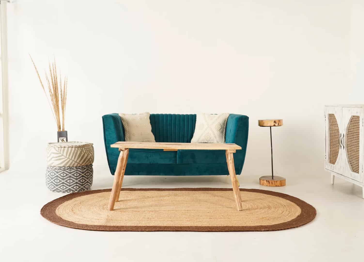 Hand Braided Oval Jute Rug Beige With Brown Border - Image 7