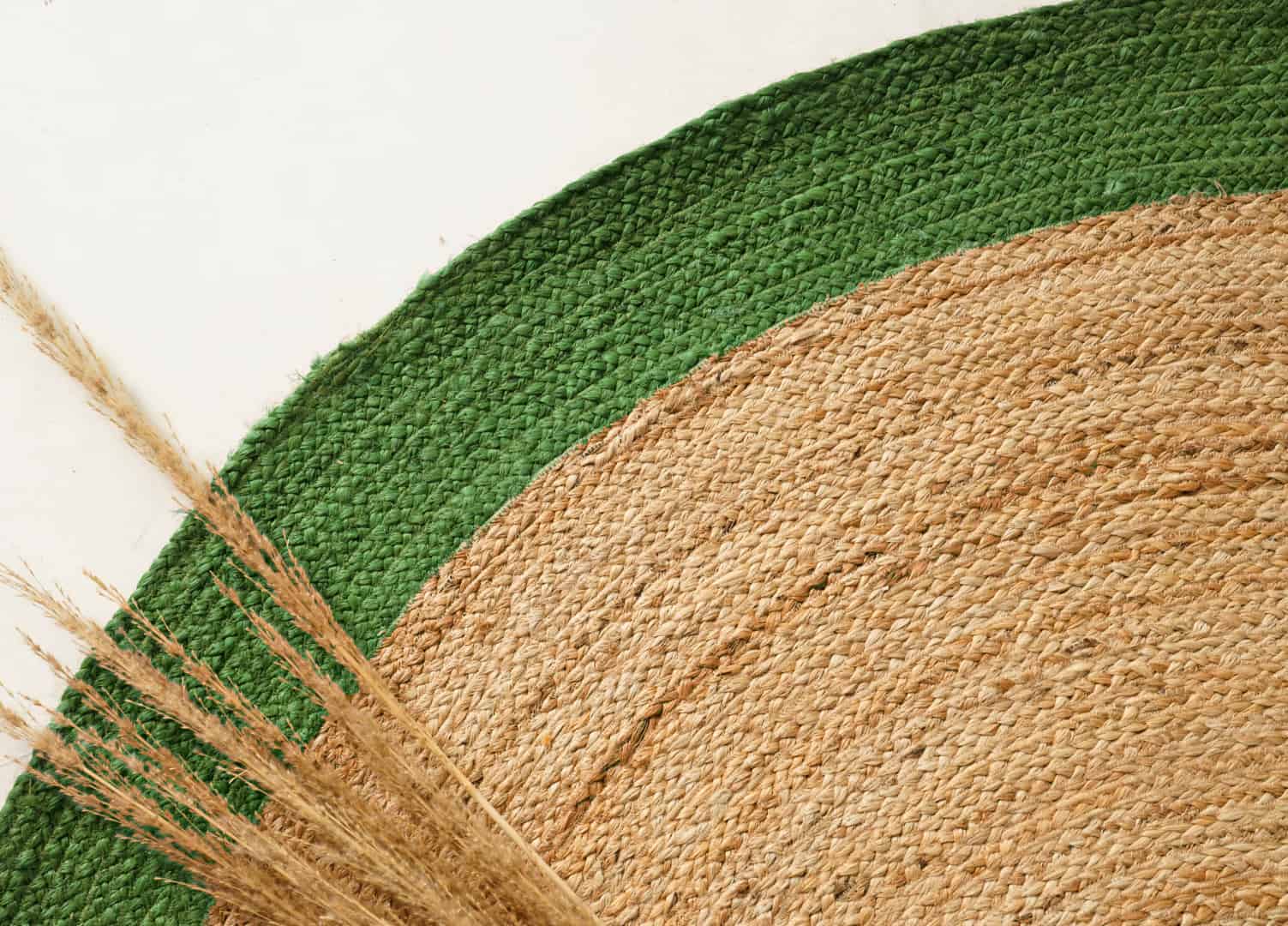 Hand Braided Natural Oval Rug With Light Green Border - Image 5