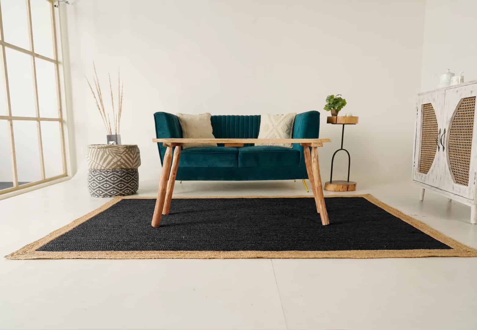 Eco Friendly Hand Braided Rectangle Jute Rug Every Color With Beige Border - Image 5