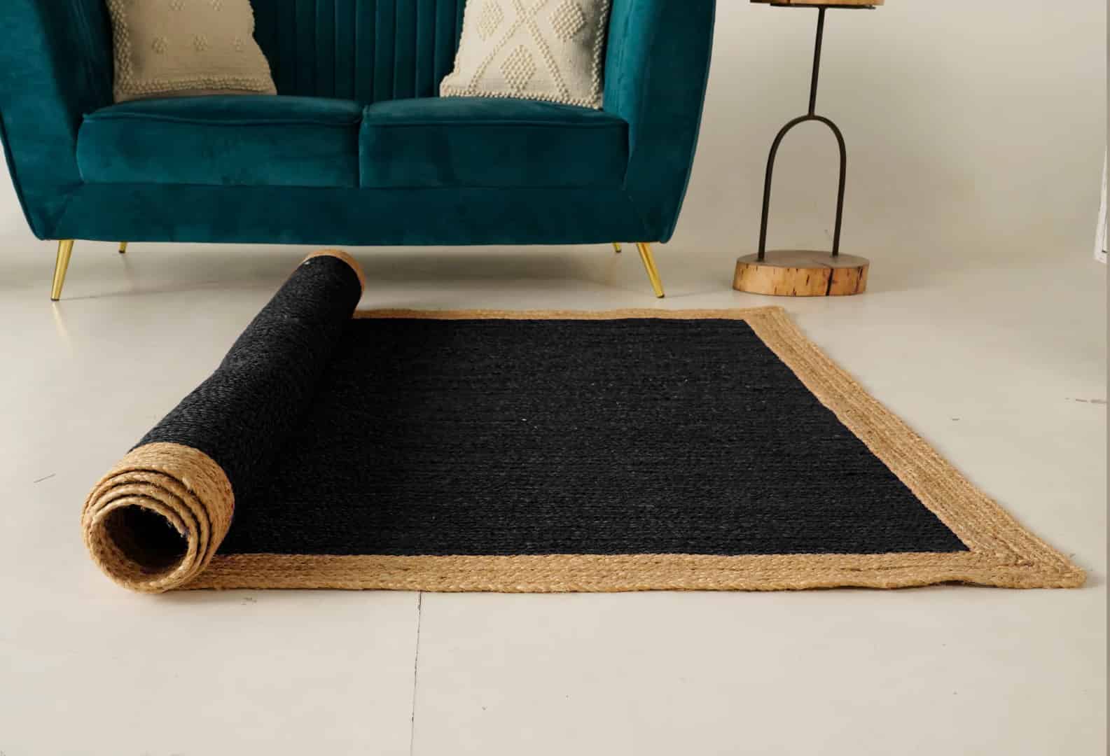 Eco Friendly Hand Braided Rectangle Jute Rug Every Color With Beige Border - Image 4