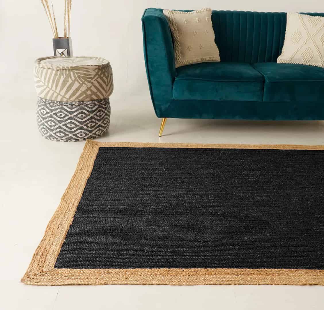 Eco Friendly Hand Braided Rectangle Jute Rug Every Color With Beige Border - Image 7