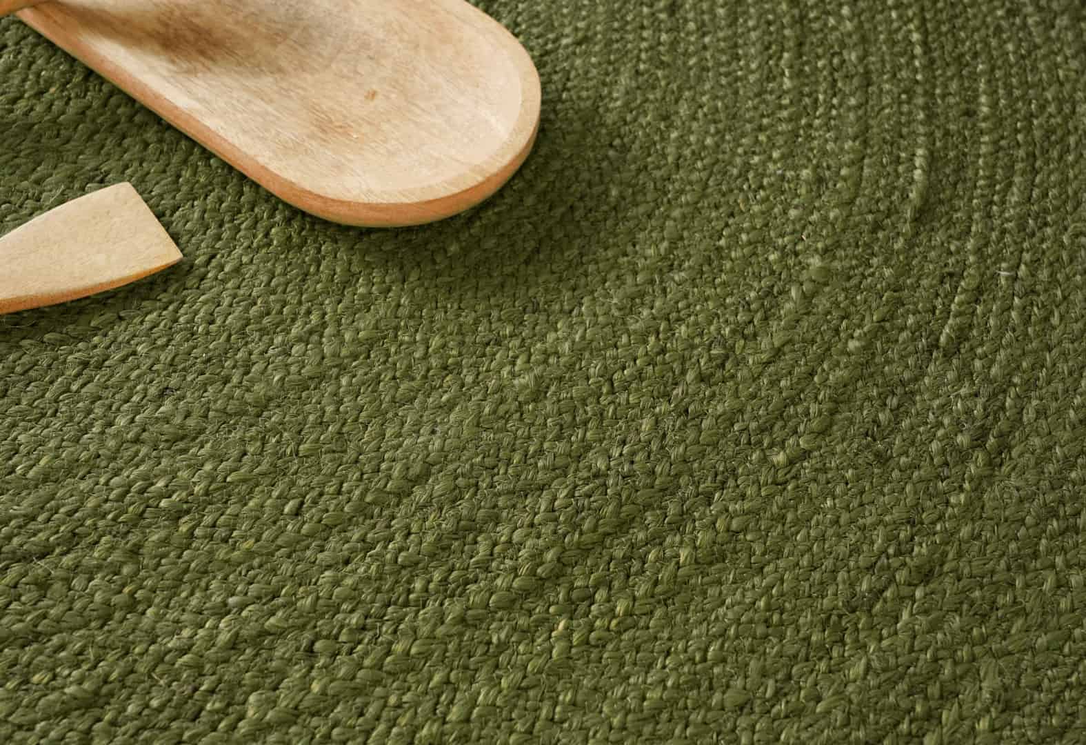 Indian Hand Crafted Braided Oval Jute Rug Green Color - Image 4