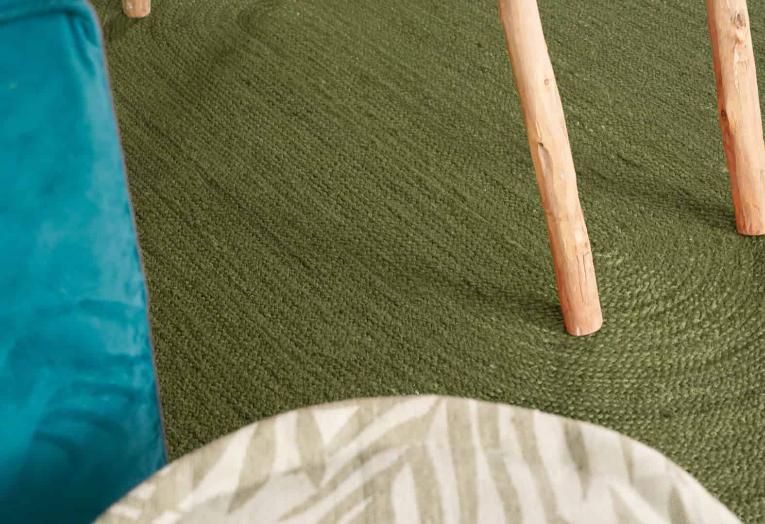 Indian Hand Crafted Braided Oval Jute Rug Green Color - Image 6