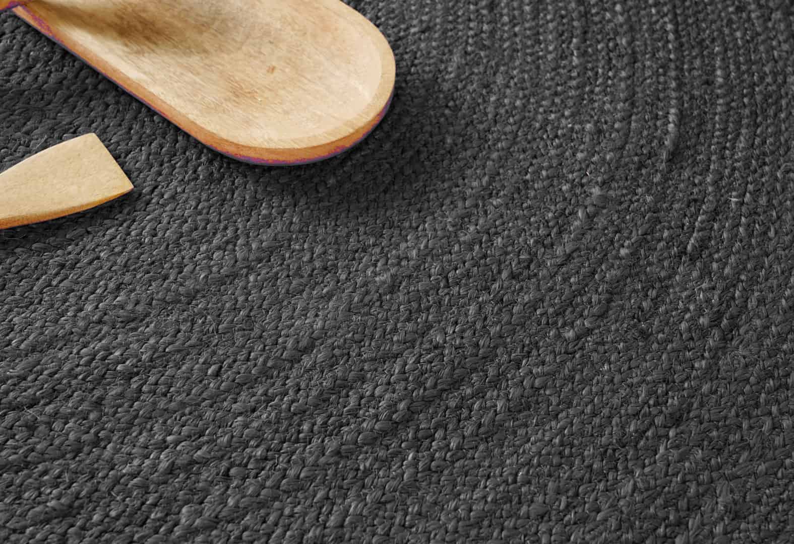 Indian Village Hand Braided Oval Jute Rug Grey Color - Image 5