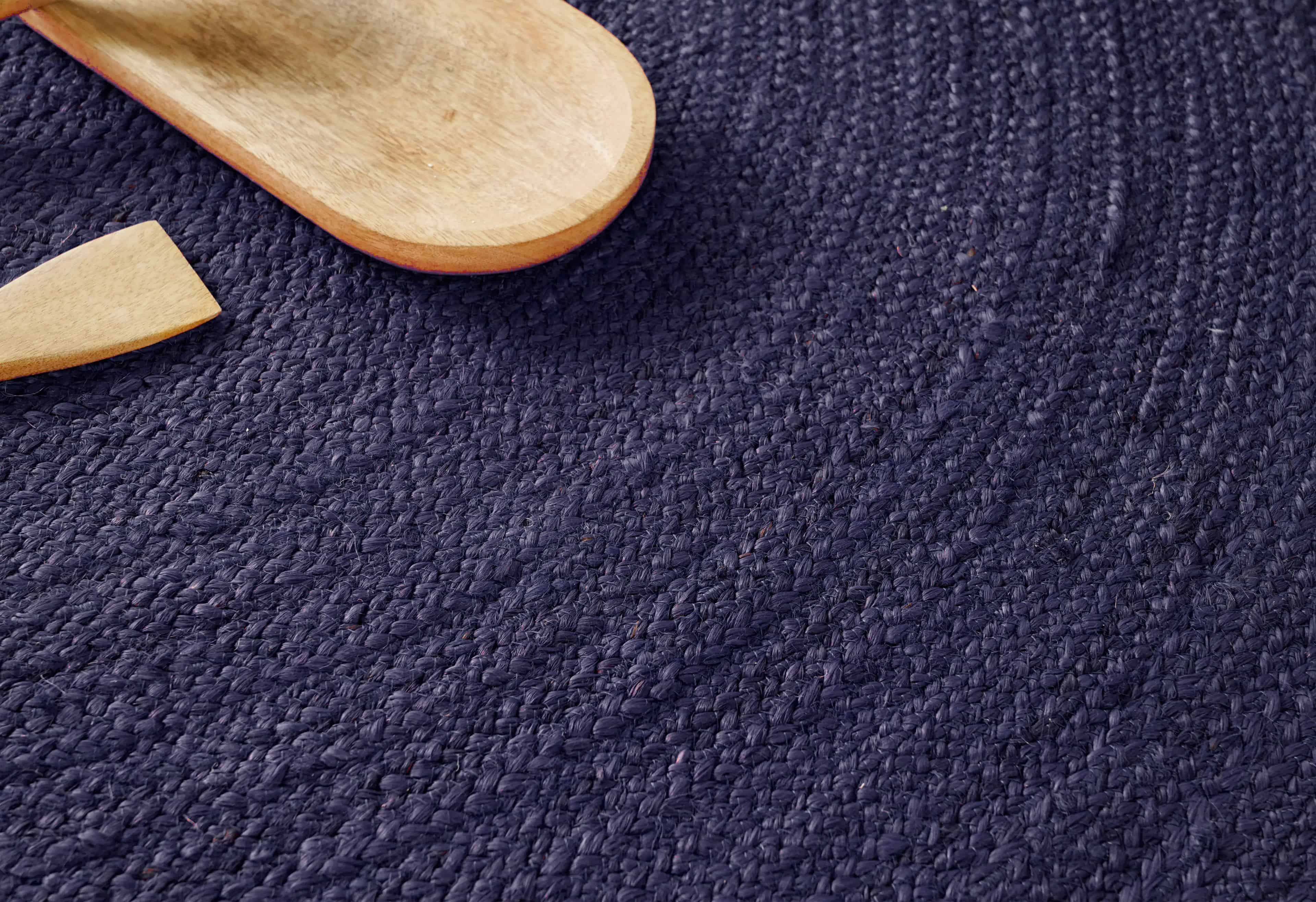 Room Decorating Hand Braided Oval Jute Rug Navy Blue Color - Image 4