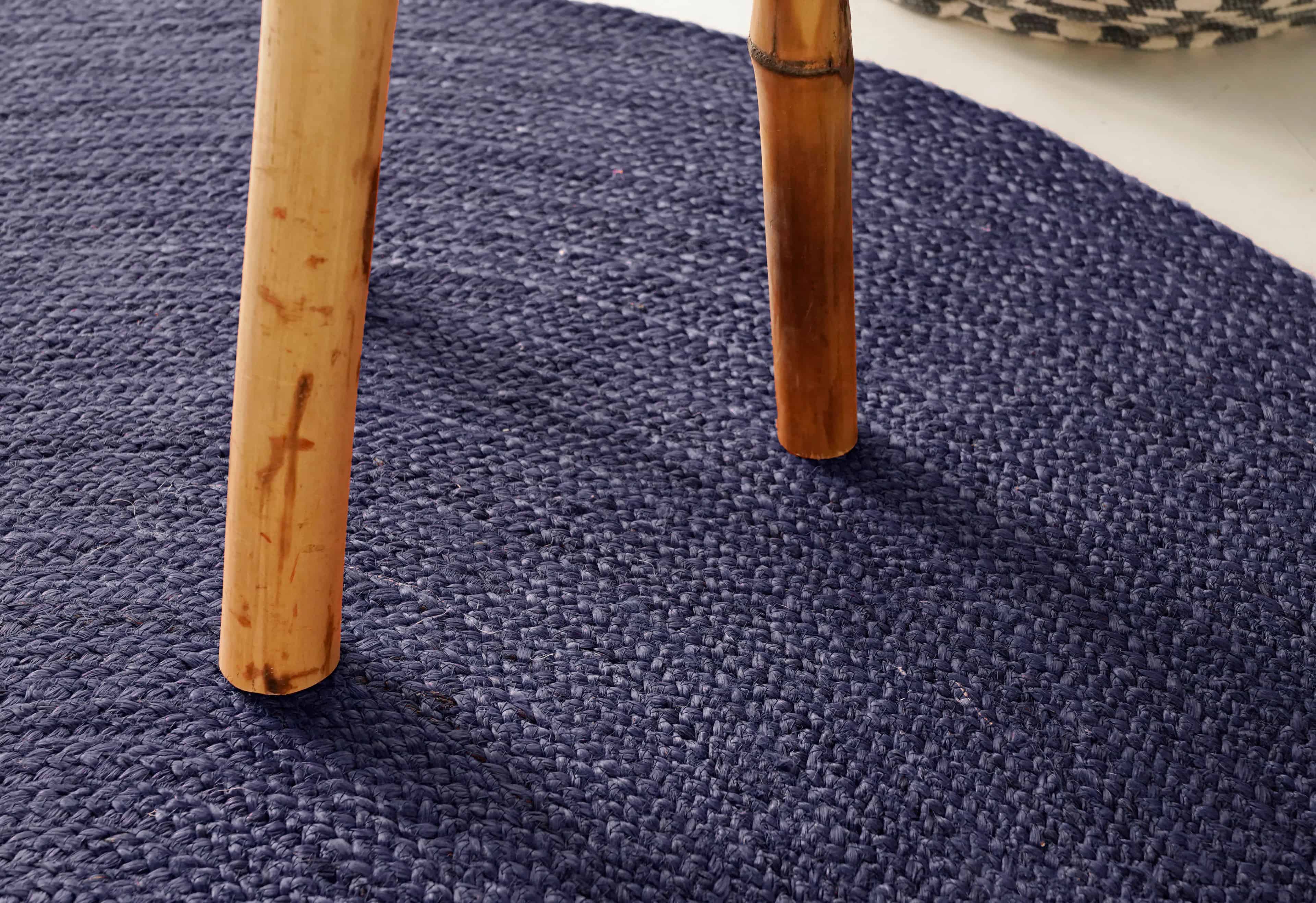 Room Decorating Hand Braided Oval Jute Rug Navy Blue Color - Image 6