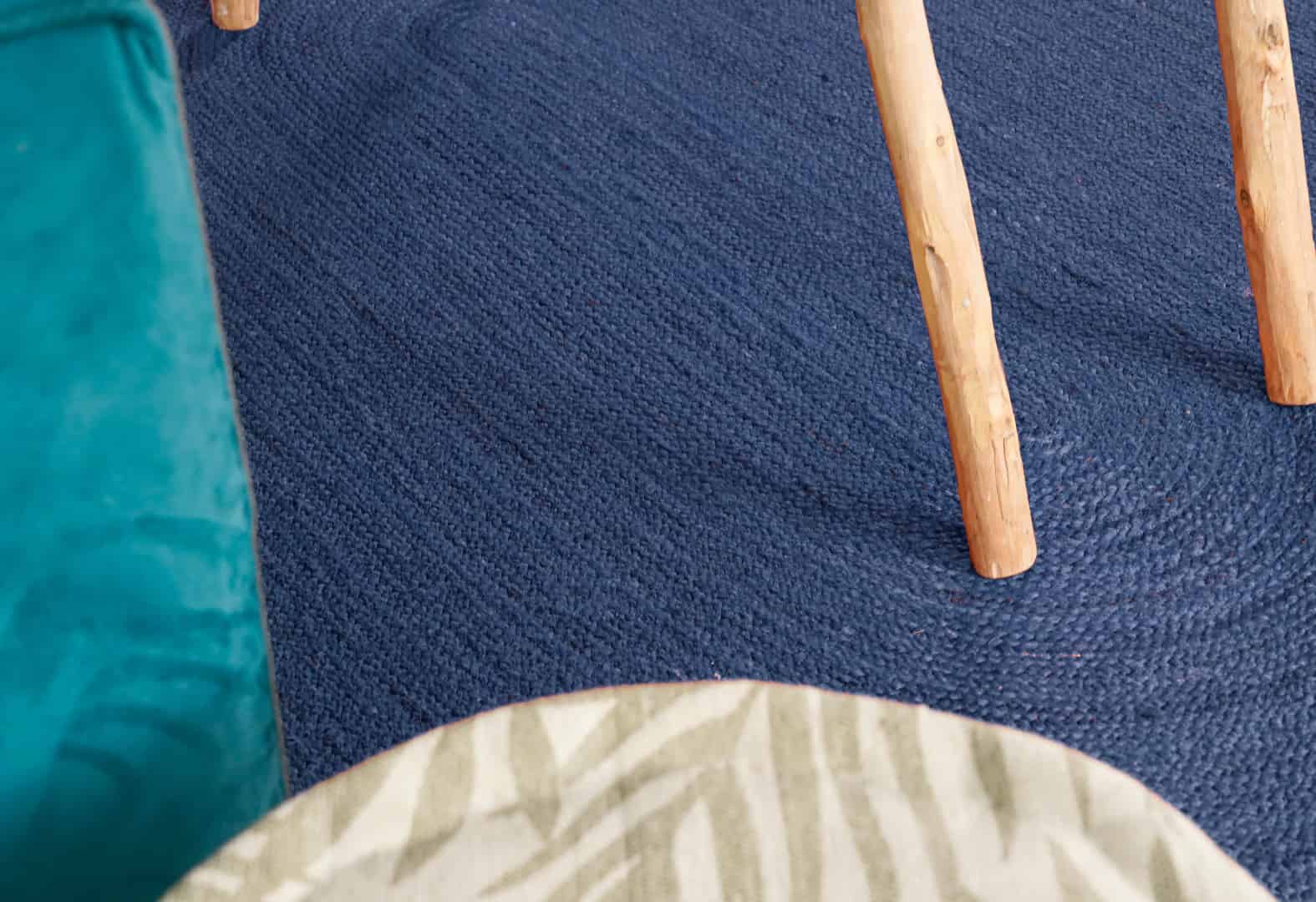 Handcrafted Oval Jute Rug Light Blue Color - Image 6