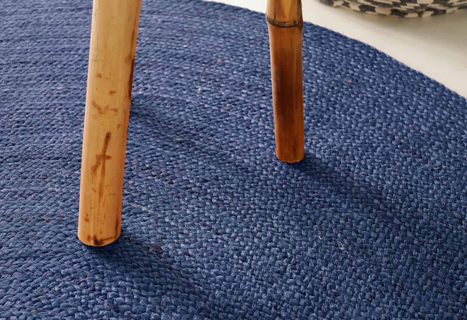 Handcrafted Oval Jute Rug Light Blue Color - Image 7