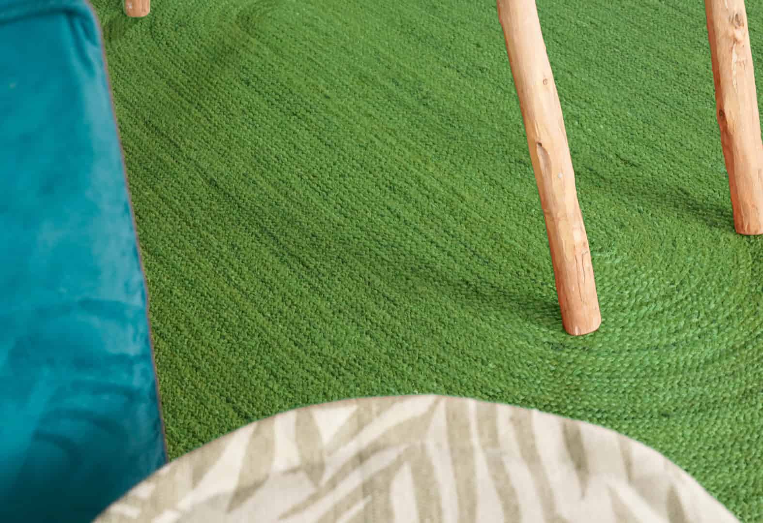 Hand Braided Oval Jute Rug Light Green Color Home Decor Rug - Image 5