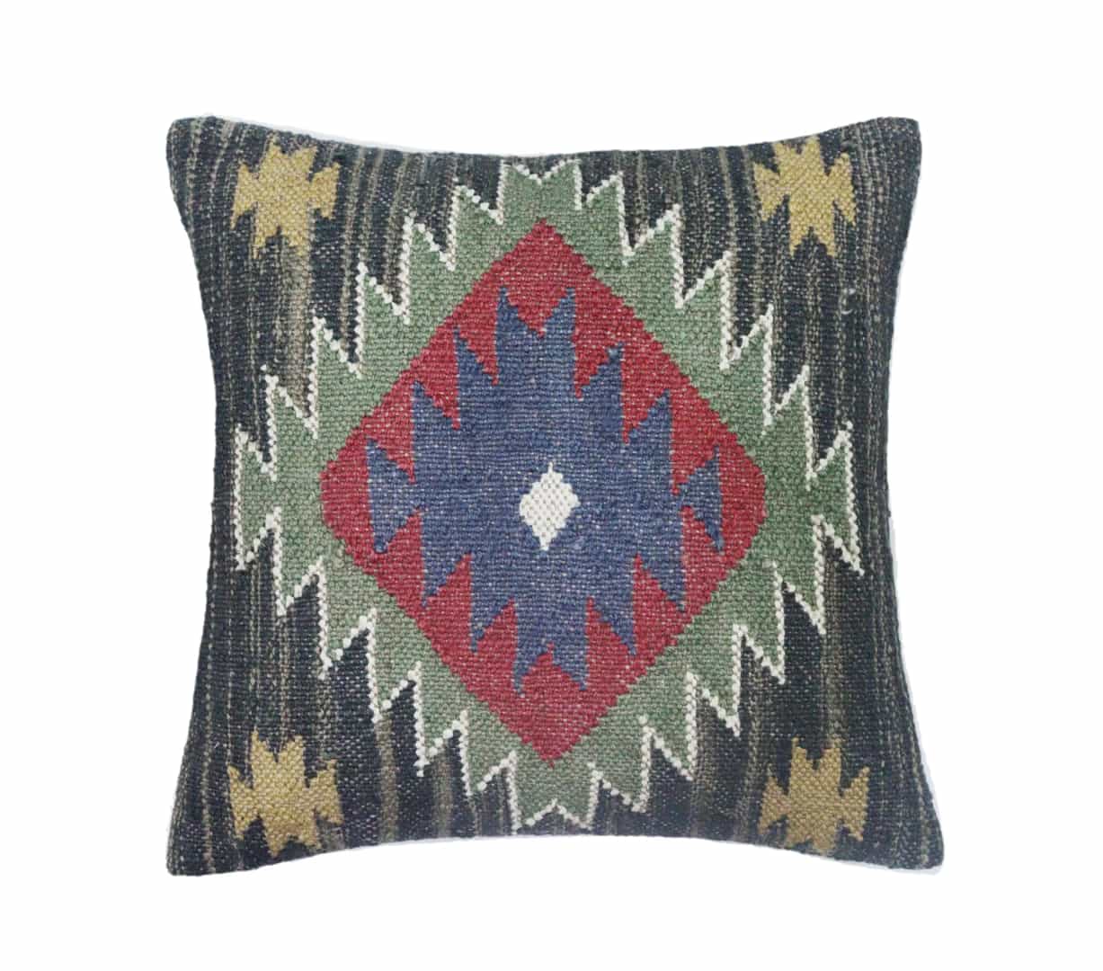 Handwoven Multicolor 5 Set Wool jute Kilim Cushion Cover - Image 6