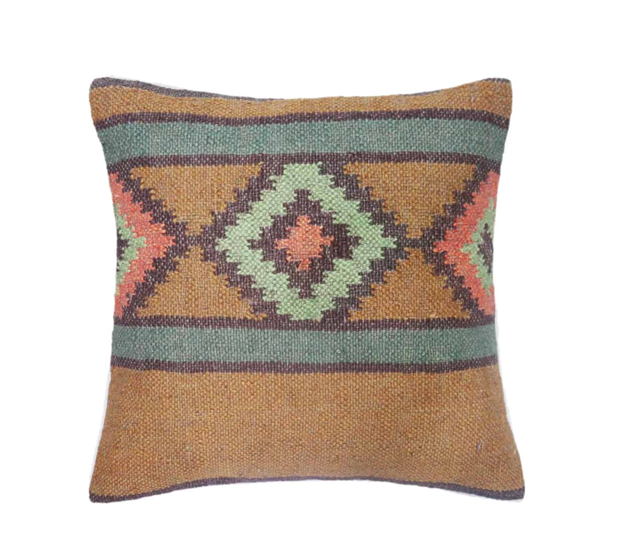 5 Set Indian Handmade Wool Jute Kilim Pillows - Image 6