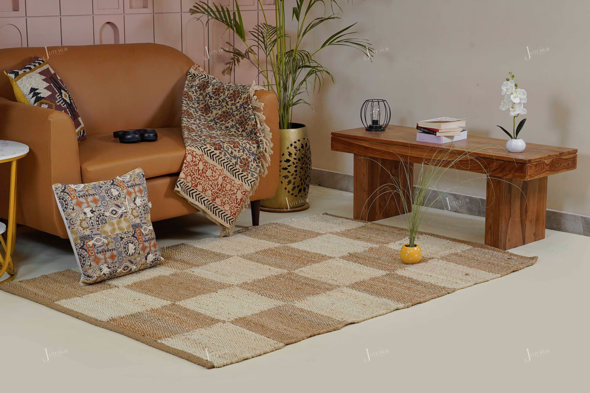 Indian Handmade Hemp Jute Area Rug For Home Decor And Living Room